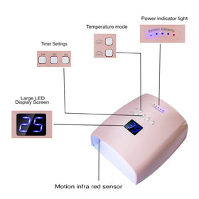Ayshone rechargeable nail lamp side angle showing compact portability for home or salon use.