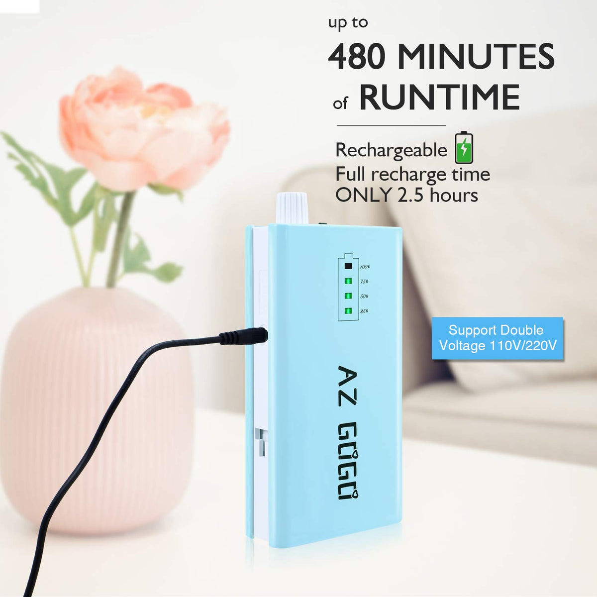 AZ GOGO 30000RPM nail drill with rechargeable battery indicator for real-time power awareness
