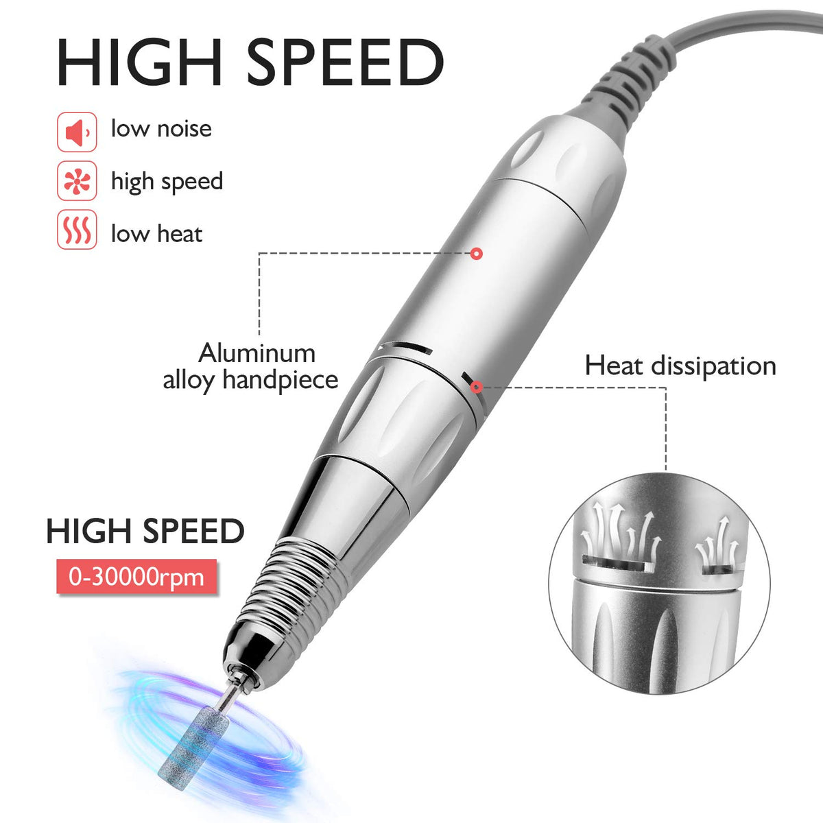AZ GOGO nail drill machine displaying forward and reverse control for versatile shaping
