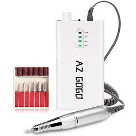 AZ GOGO nail drill machine shows rechargeable portable design for salon or home use