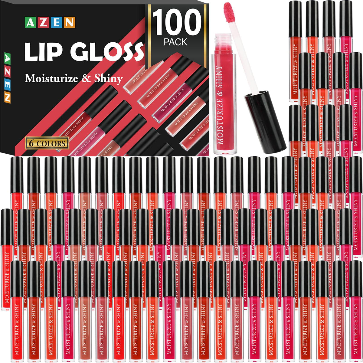AZEN 100-pack lip gloss with varied colors for daily looks