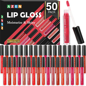 AZEN 50-pack lip gloss color swatches for varied shades