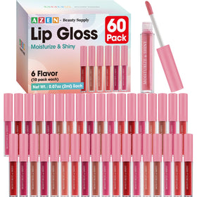 AZEN 60-pack lip gloss in varied colors for versatile looks
