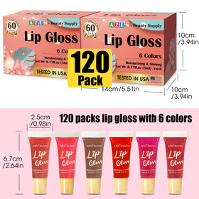 AZEN lip gloss colors include strawberry, watermelon, coconut, vanilla, mint, grape
