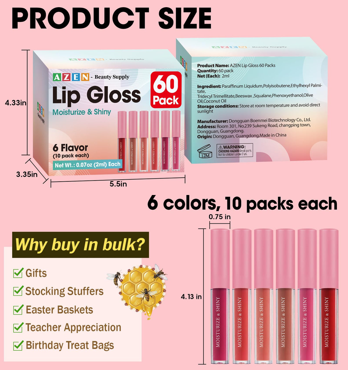 AZEN lip gloss for daily use with professional look options