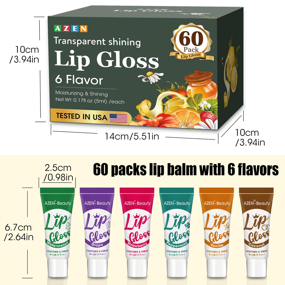 AZEN grape flavor lip gloss for a chic, luminous look