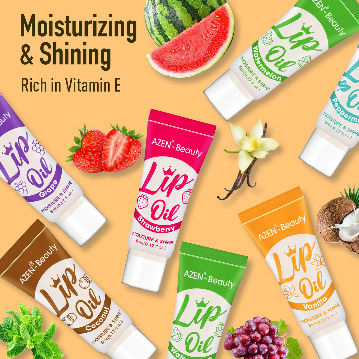 AZEN mint flavor lip gloss with refreshing feel and glossy finish