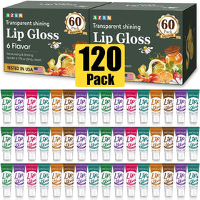 AZEN lip gloss set packaging showcasing six flavors for gifting and daily use.