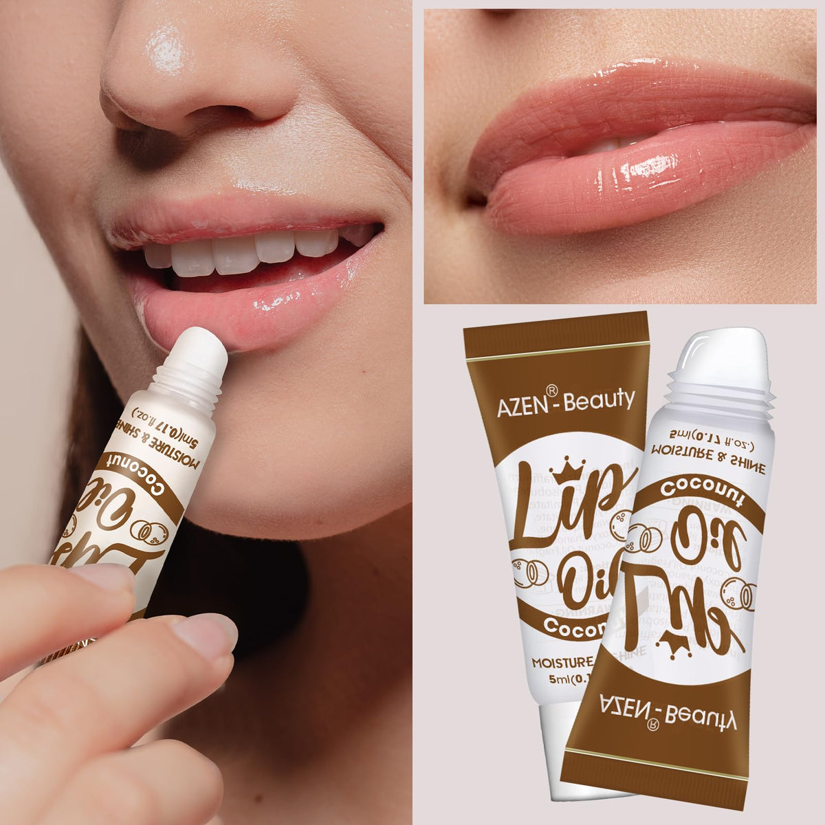 AZEN watermelon flavor lip gloss adds bright shine and hydration.
