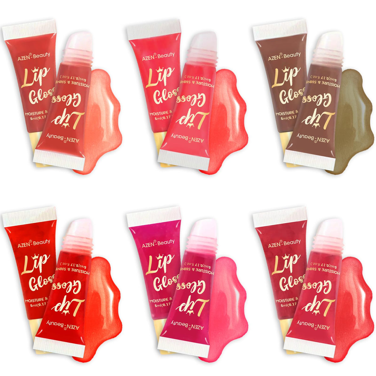 AZEN lip gloss nourished with vitamin E for lasting moisture