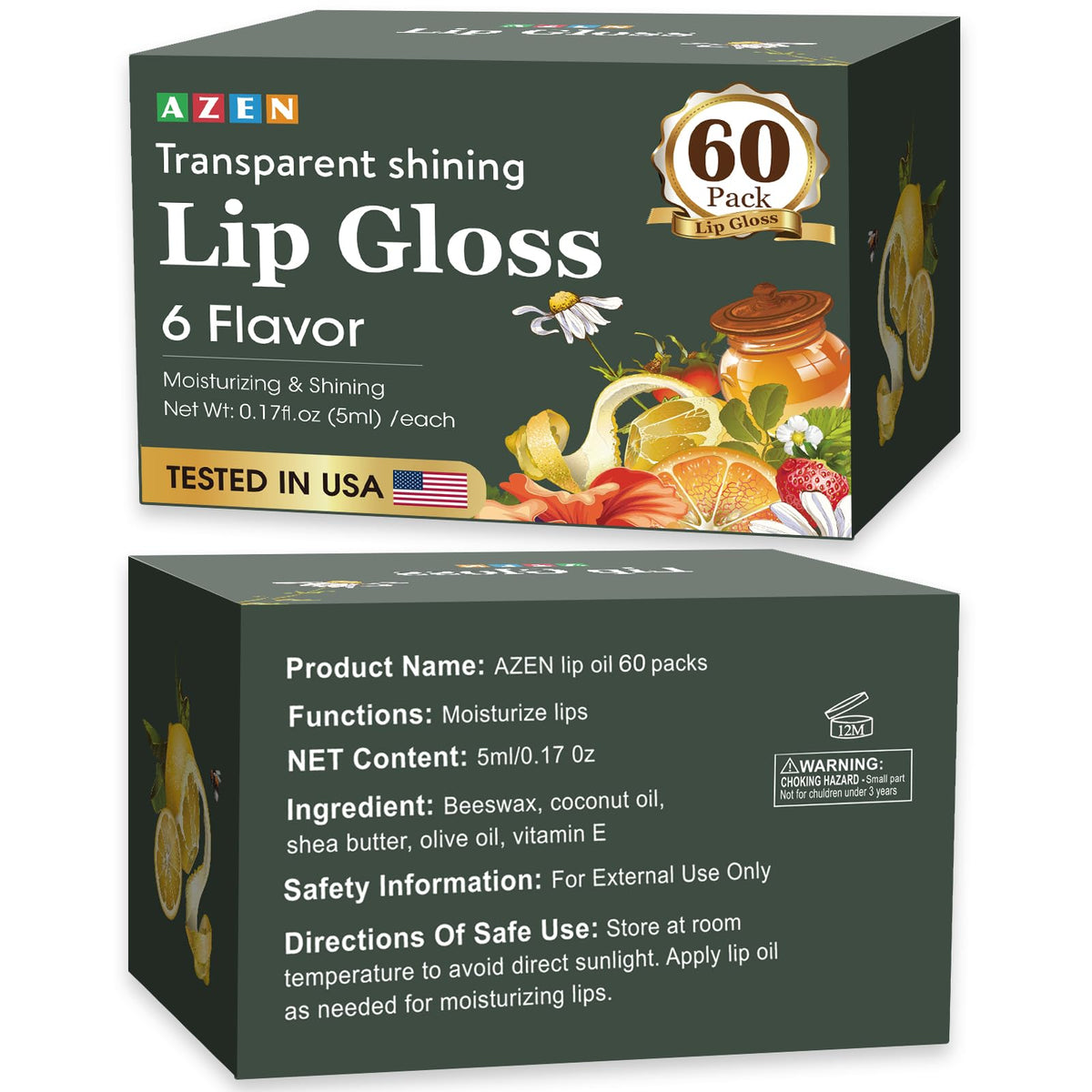 AZEN vitamin E enriched gloss nourishes lips with coconut oil for a soft feel