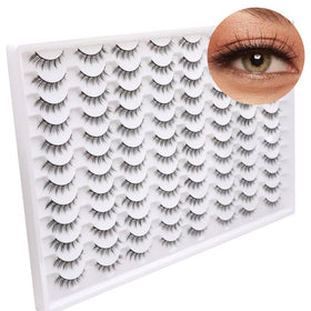 Azenlo false eyelashes 48-pairs wispy cat eye for dramatic enhancement