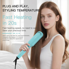 AZEUS Ionic Hair Straightener Brush with digital LCD display for precise temperature control.