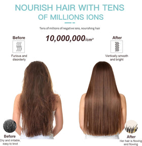 AZEUS Ionic Hair Straightener Brush nano teeth for reduced frizz and protection.