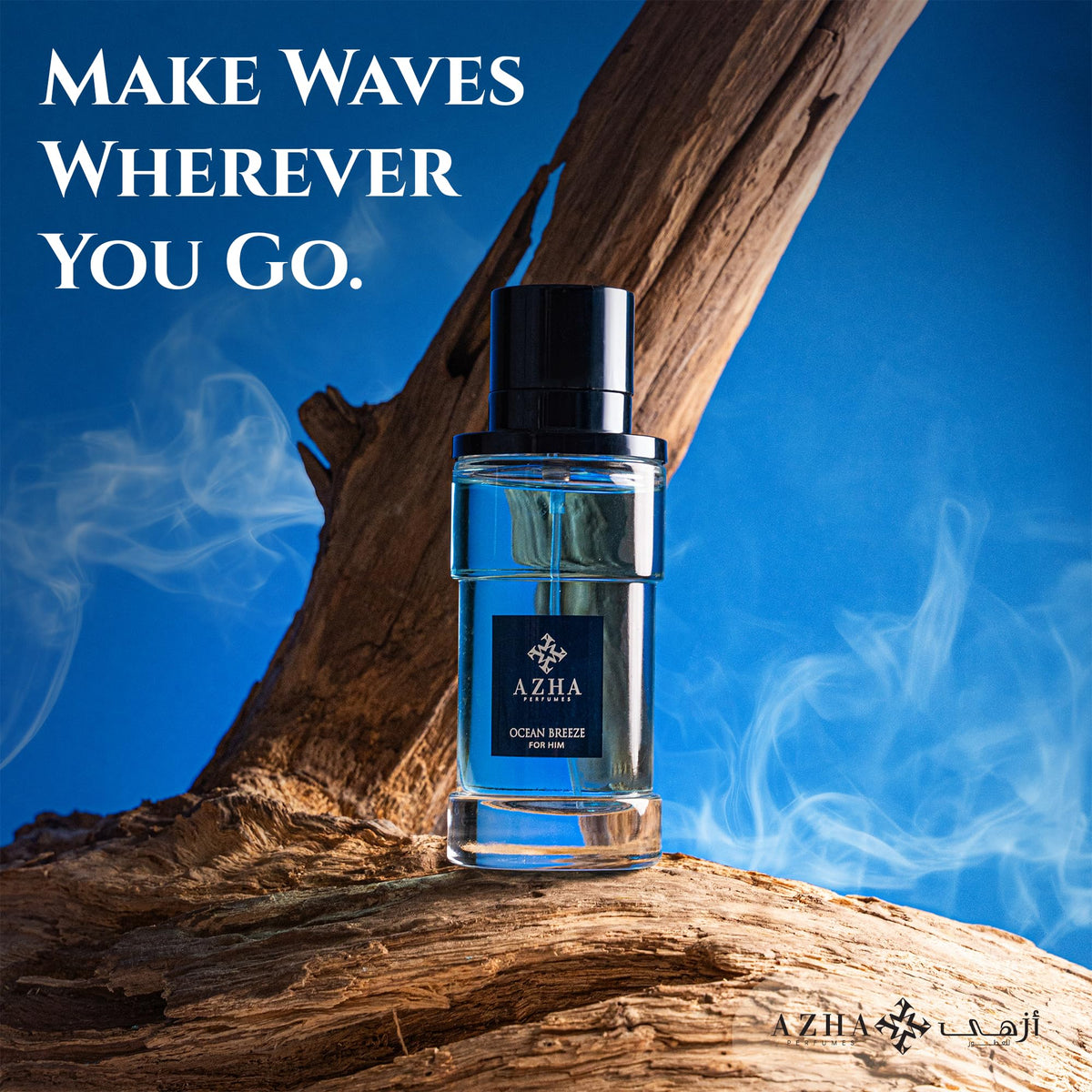 Azha Ocean Breeze lavender-heart notes highlighted for a balanced vibe.