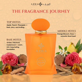 Azha Perfumes Emerald Nebula bottle closeup highlights amber and fruity notes.