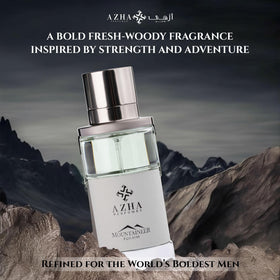 Azha Perfumes Mountaineer moss and musk base delivers a warm, long-lasting finish.