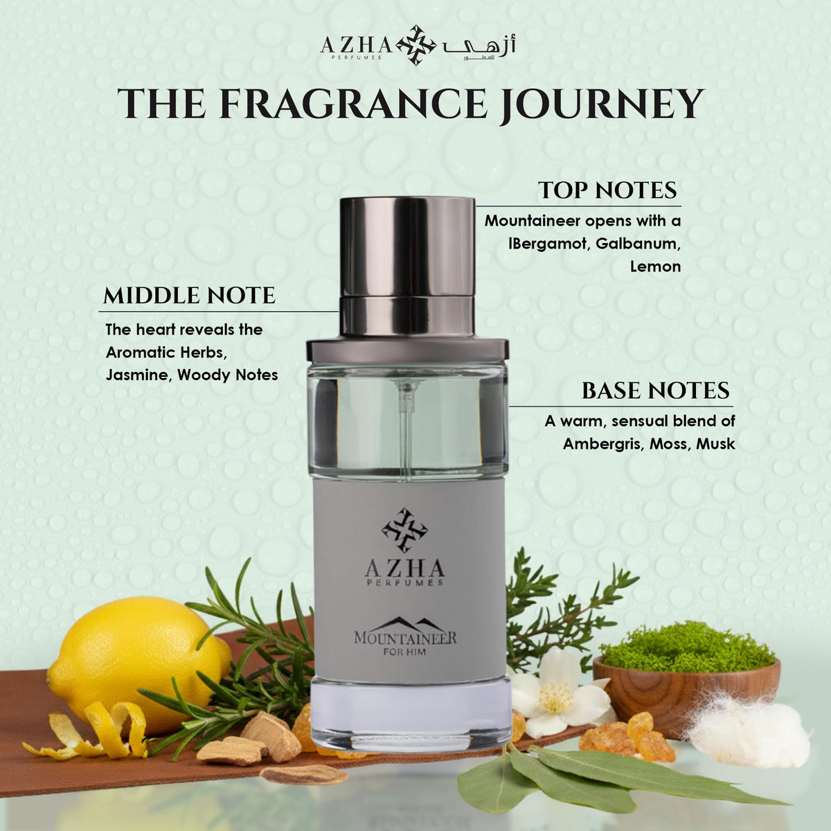 Azha Perfumes Mountaineer spray action enables easy application and lasting impression.