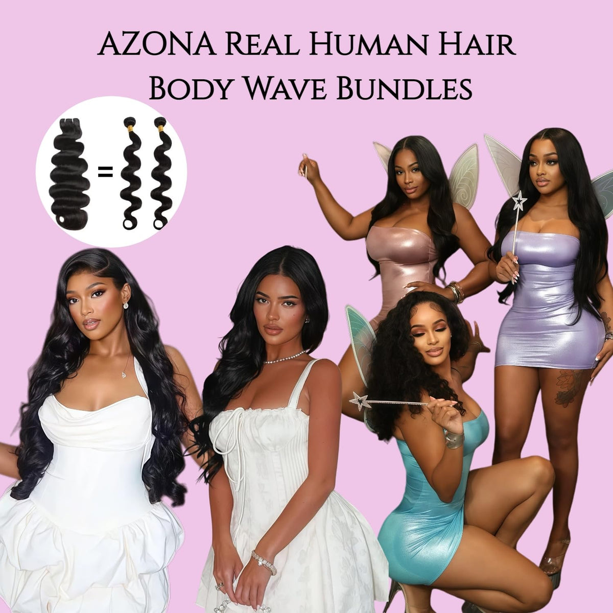 AZONA model wearing body wave hair demonstrates versatile daily looks.