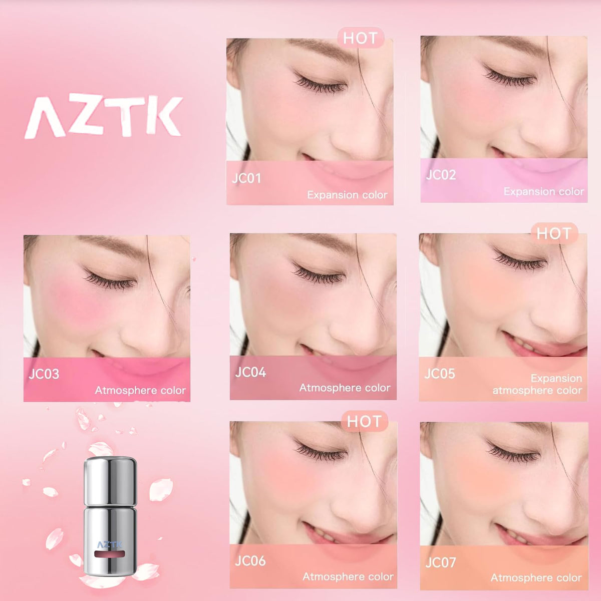 Aztk teardrop sponge applicator enables precise blush application.