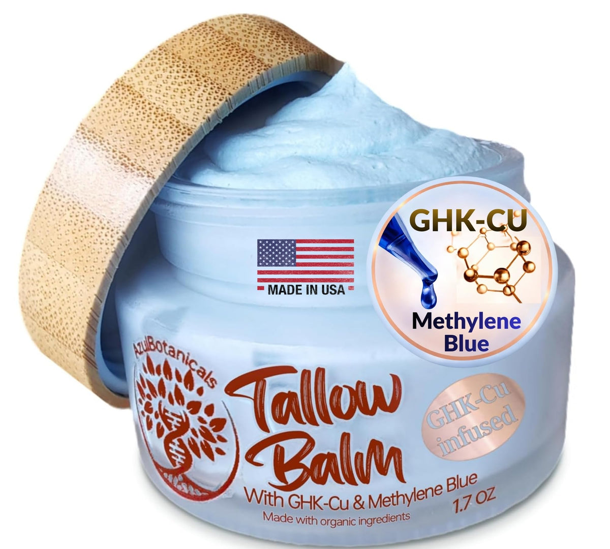 AzulBotanicals copper peptide ghk-cu balm jar closeup for radiant hydration