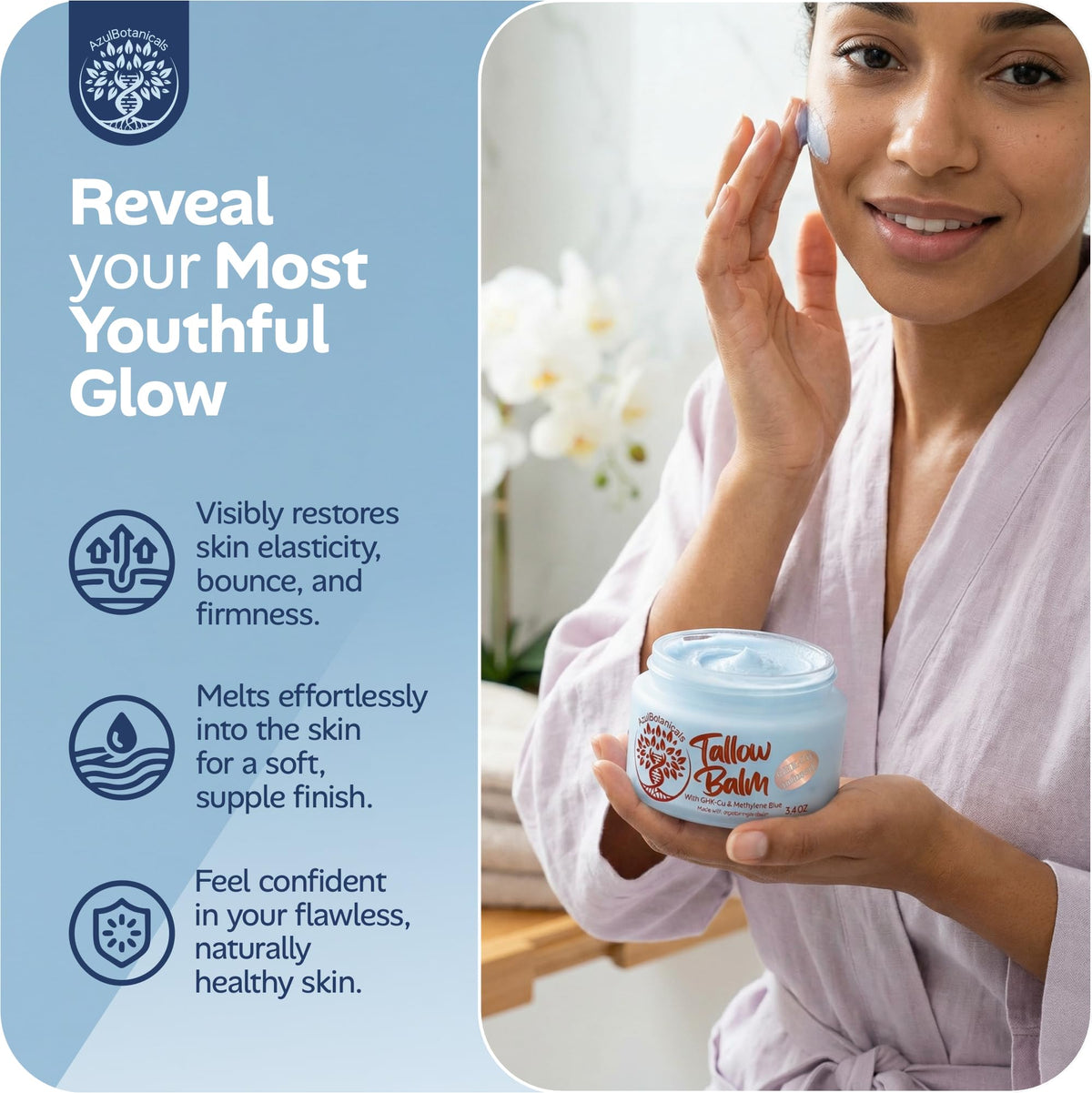 AzulBotanicals closeup reveals smoother skin texture after application