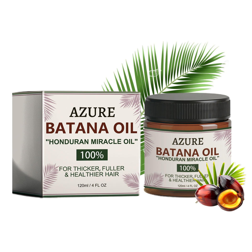 Azure Batana Oil bottle pour shows easy hydration for hair