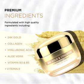 Azure Cosmetics 24K Gold & Collagen moisturizer jar close-up showing hydration