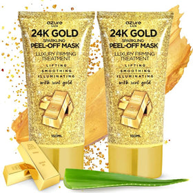 Azure Cosmetics 24K Gold Peel-Off Mask bottle for luxurious daily skincare.