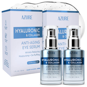 Azure Cosmetics Hyaluronic & Collagen Eye Serum bottle close-up for deep hydration.