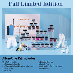 AZUREBEAUTY 32-color powder jars showcase rich pigments for custom shades