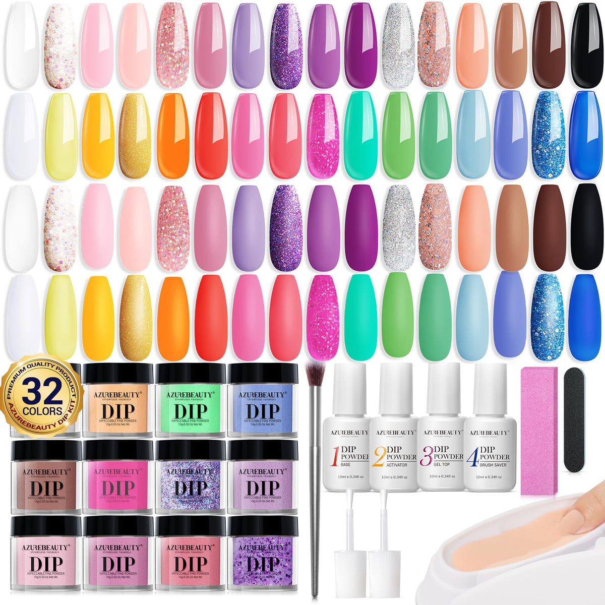 AZUREBEAUTY 42Pcs dip powder kit front view for at-home salon results