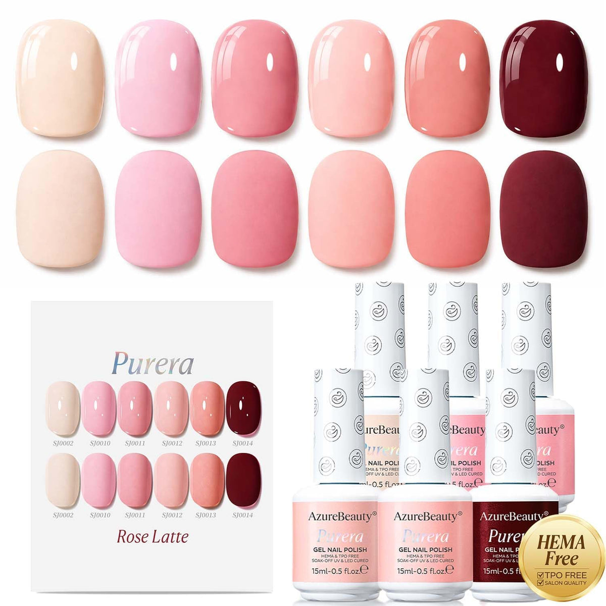 AzureBeauty six-color gel polish set gift box enhances unboxing.
