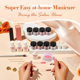 AZUREBEAUTY 8 color dip powders swatch set shows long lasting shine.