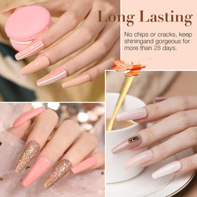 AZUREBEAUTY 8-color powder tray displaying vibrant shades for long-lasting nail art.