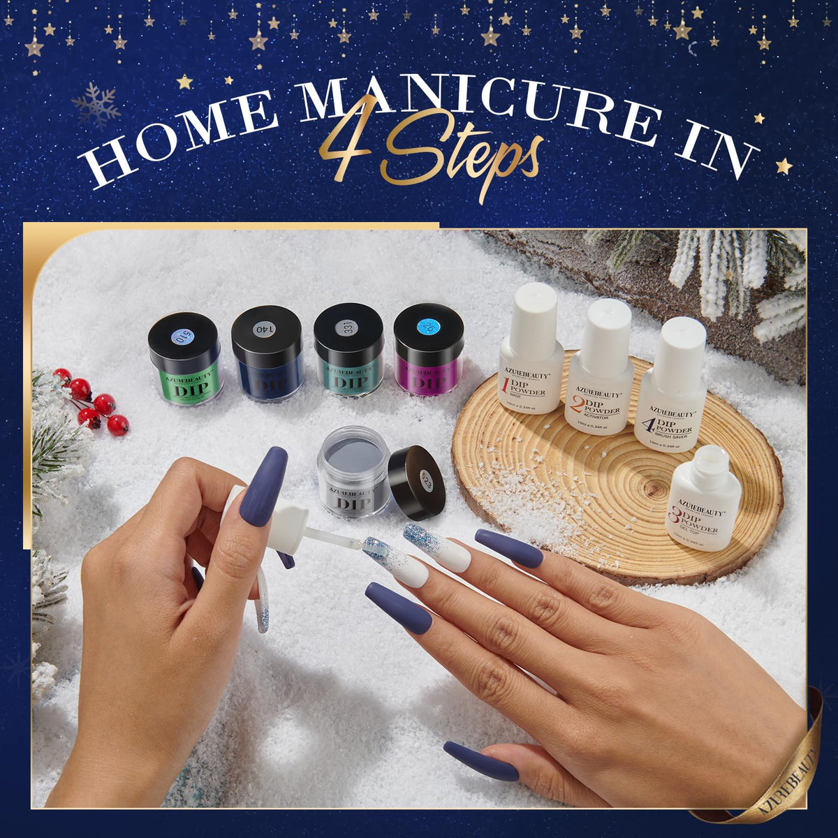 AzureBeauty all-in-one manicure kit open for easy at-home use.