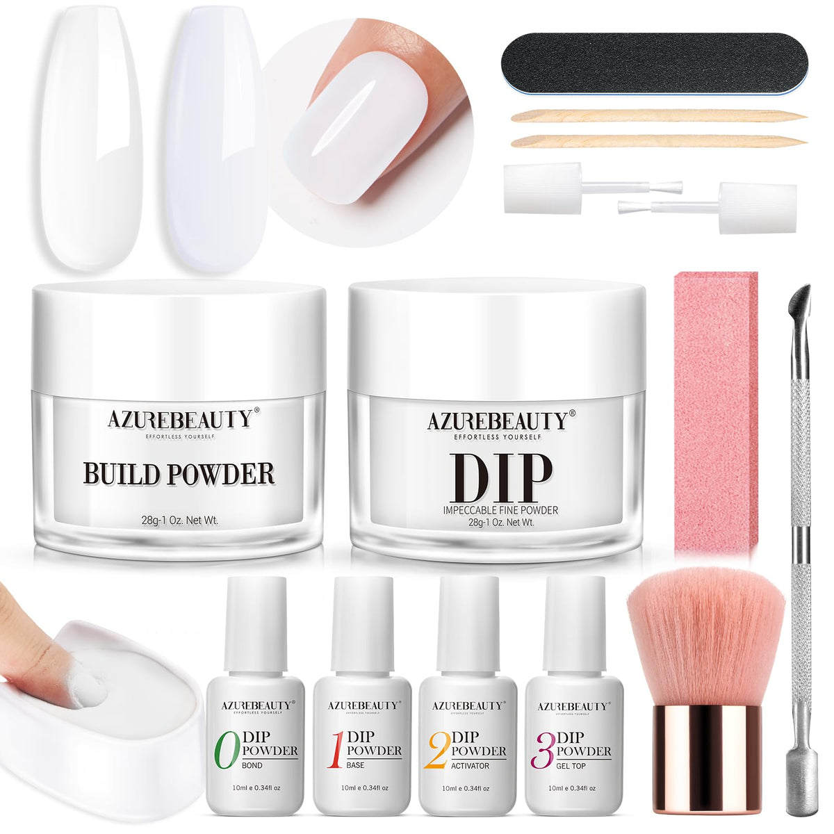 AZUREBEAUTY clear dip powder bottle for a durable, natural-looking finish.