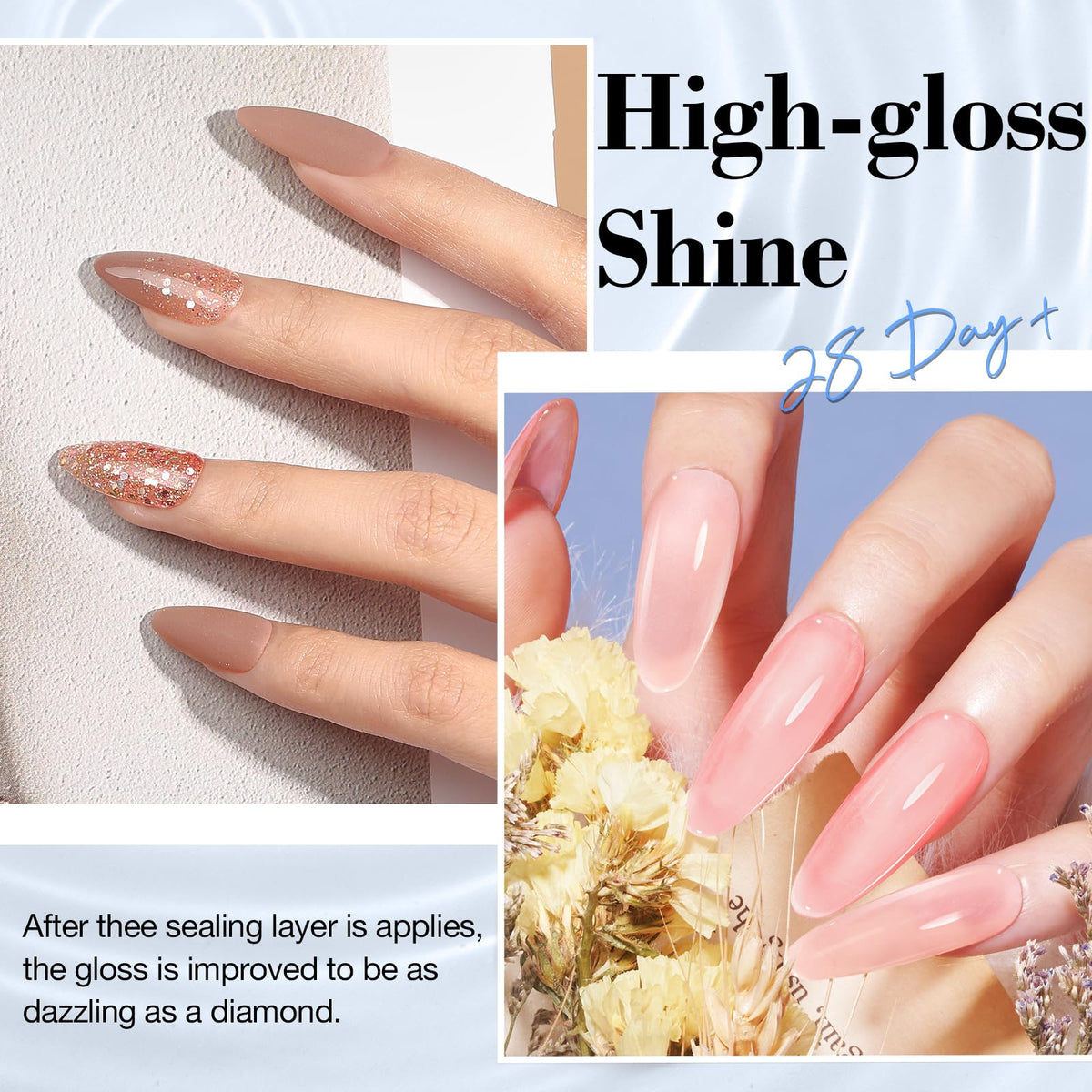 AzureBeauty Glossy Top Coat bottle adds brilliant shine