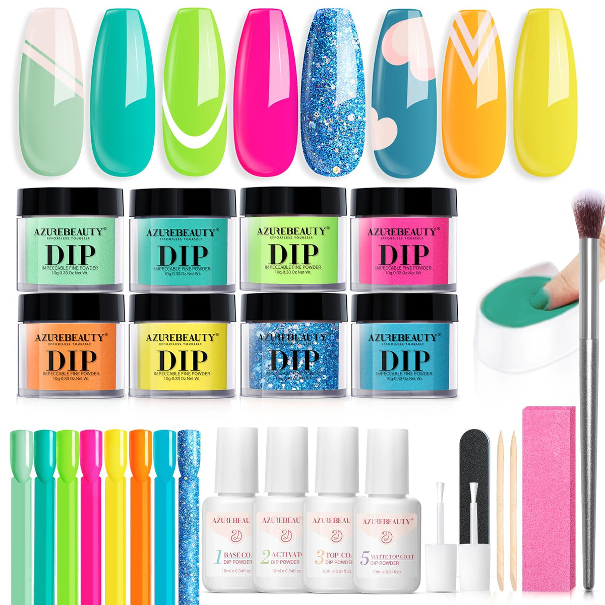 AZUREBEAUTY Dip Nails Starter Kit overview for at-home manicure success.