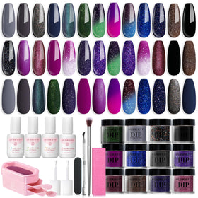 AzureBeauty dip powder kit displays 20 colors for vibrant, long-lasting nails.