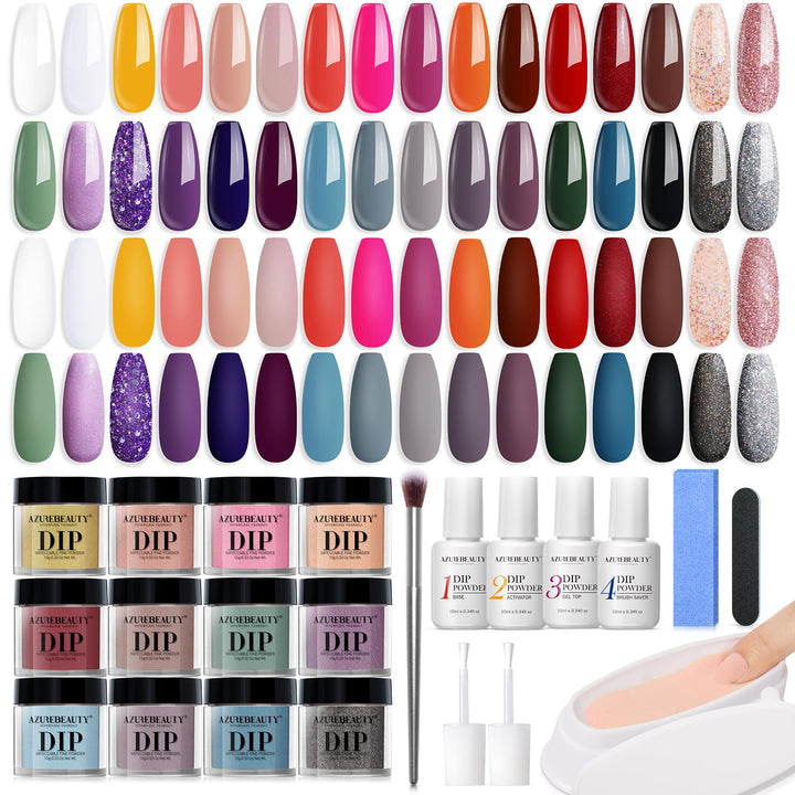 AZUREBEAUTY dip powder 32-color palette for versatile at-home looks
