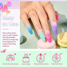 AZUREBEAUTY cyan dip powder for fresh spring looks and striking accent nails.