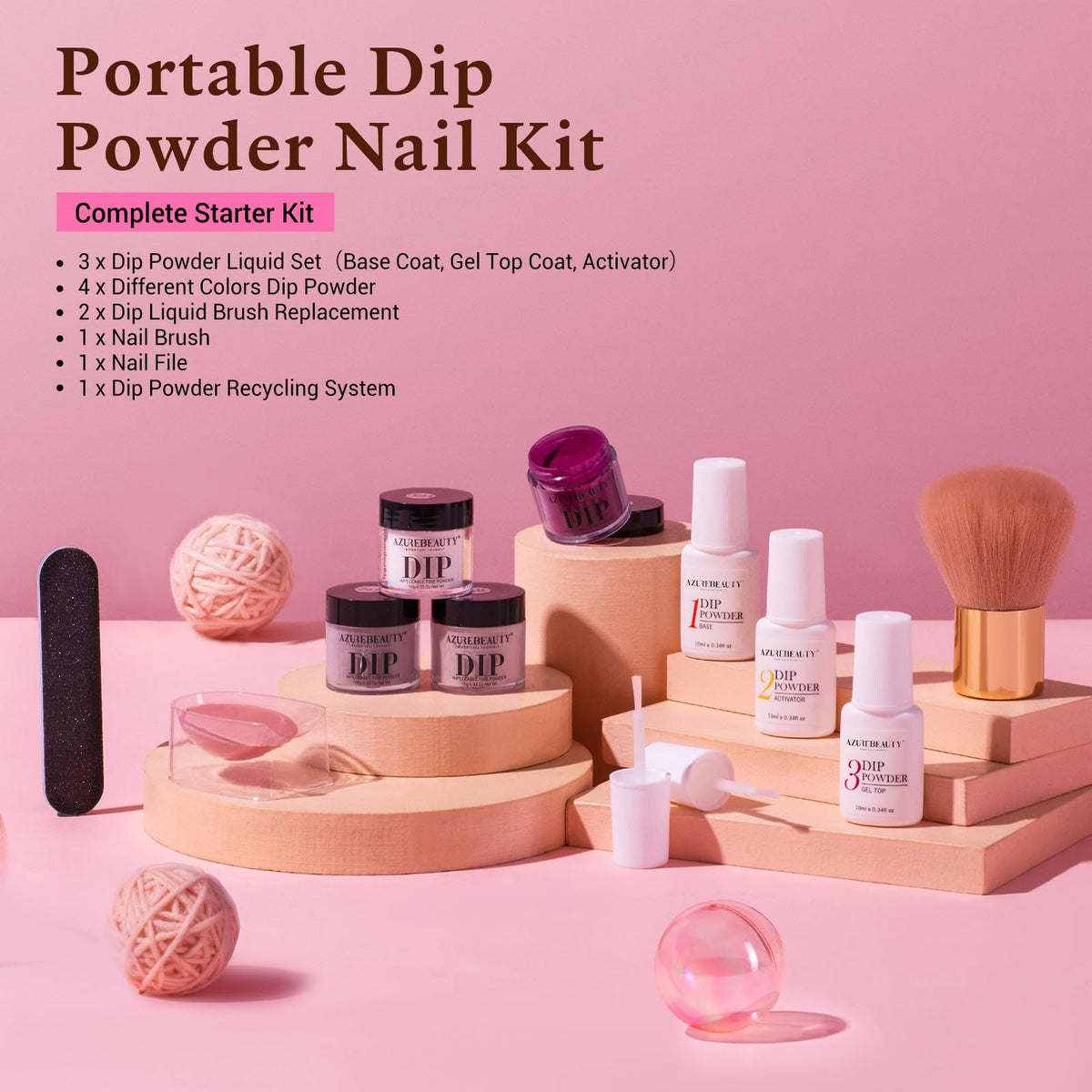 AZUREBEAUTY Hot pink dip powder for vibrant accents