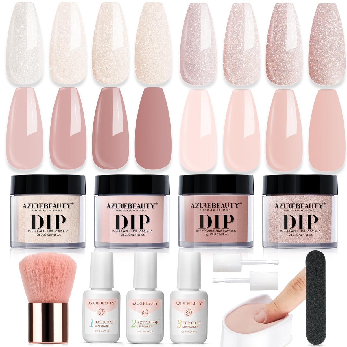 AzureBeauty dip powder kit with four colors for salon-ready nails at home