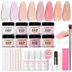 AzureBeauty dip powder kit with eight translucent colors for natural-looking nails.