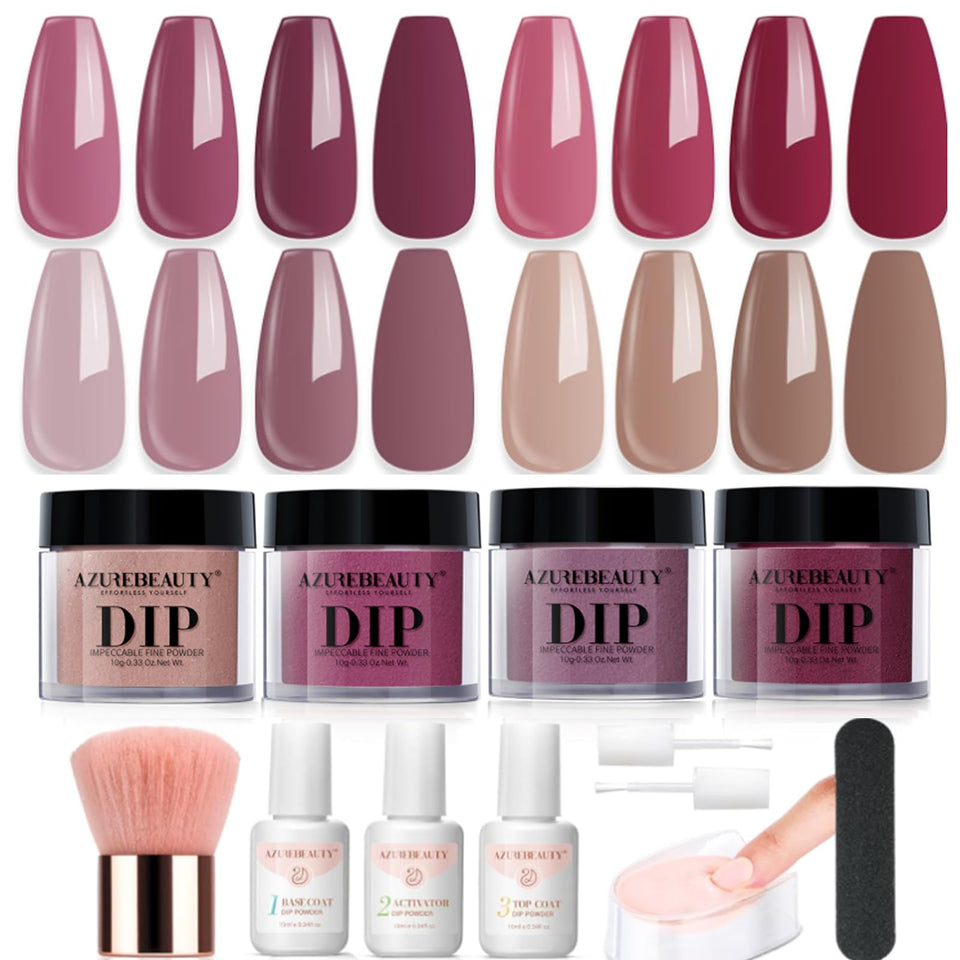 AZUREBEAUTY dip powder kit with four color swatches for quick at-home manicure
