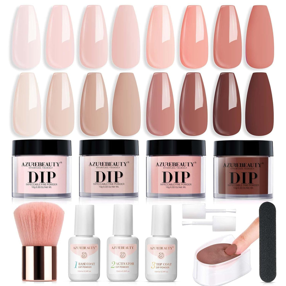 AZUREBEAUTY Dip Powder Kit Starter image showing an all‑in‑one at‑home manicure set