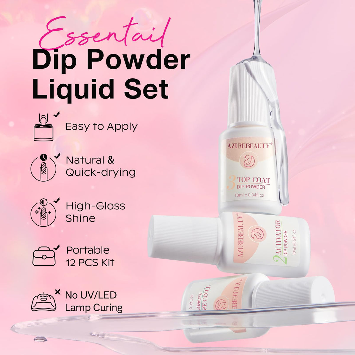 AZUREBEAUTY Light pink dip powder for subtle elegance