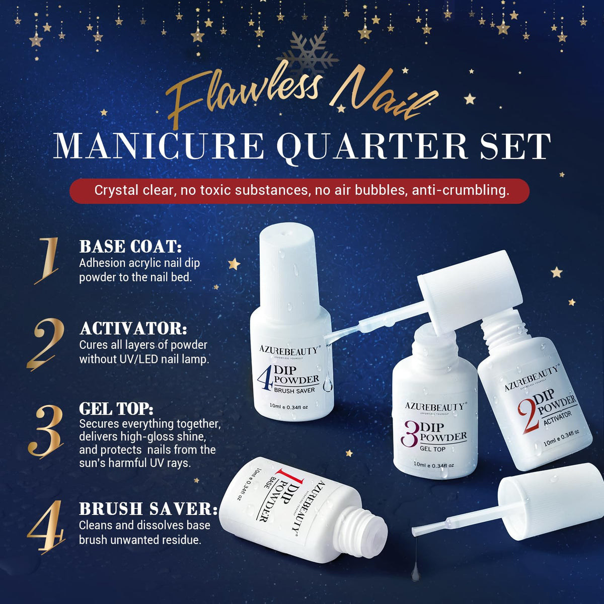 AzureBeauty glitter shades swatch for party-ready looks.