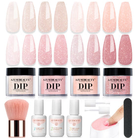 AzureBeauty Jelly Dip Powder Kit packaging shows beginner-friendly contents for at-home nails